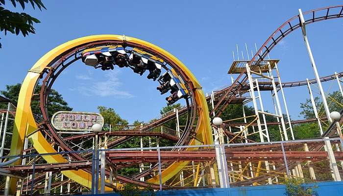 Enjoy the thrilling ride at Essel World, one of the fun places to visit in Mumbai with friends