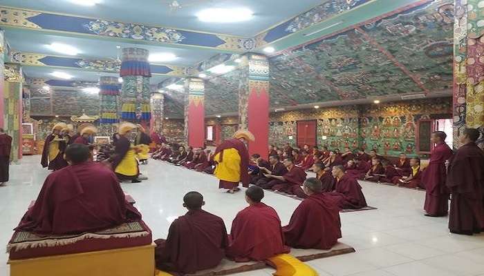 Evening Prayer Ceremony at the Monastery by Buddhists.