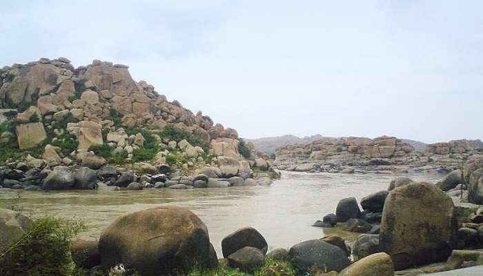 Enjoying serene Tungabhadra river views is among the best things to do in Mantralayam