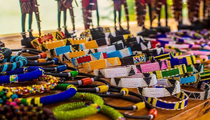 Sale of handmade jewellery in Maasai Market