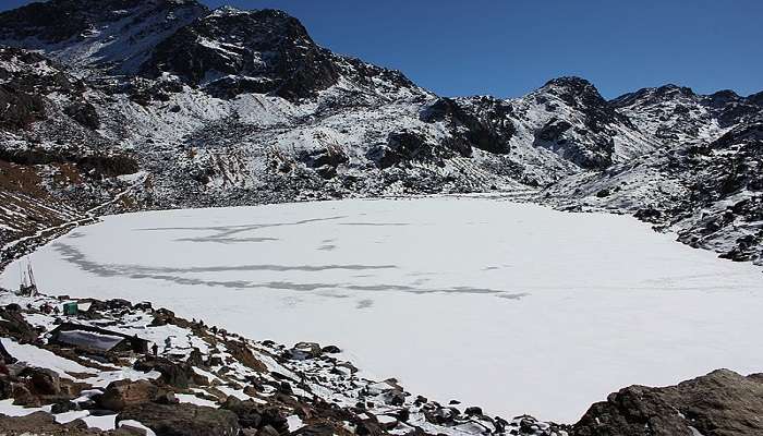 Frozen lakes near Nainital in winter