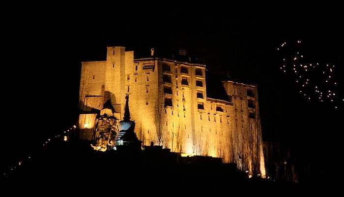 The leh Palace lit up during Galdan Namchot Festival