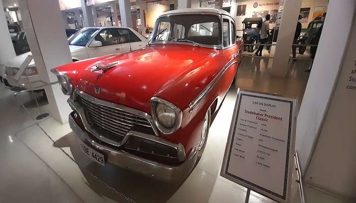 A vintage car in Gedee Car Museum