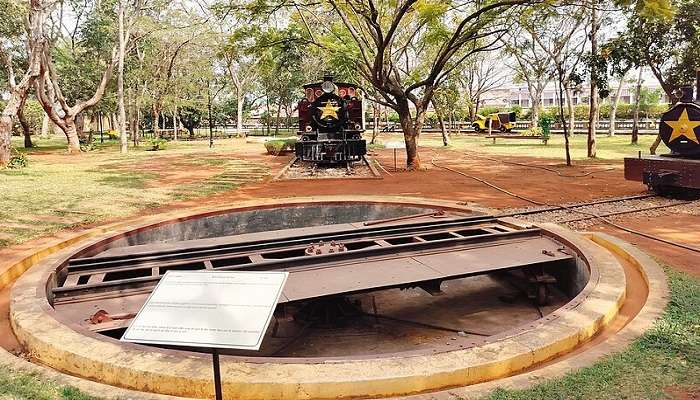 Old rail barricade at Rail Museum Mysore