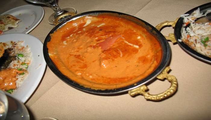 Sorpotel is served as a part of Goan Cuisine.