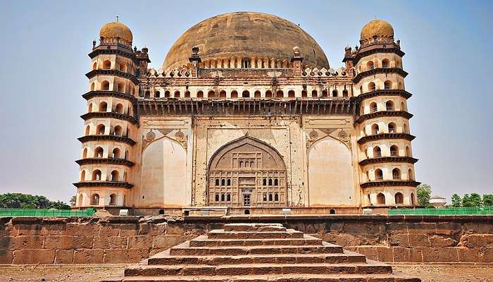 An amazing view of the large dome of Gol Gumbaz in Bijapur