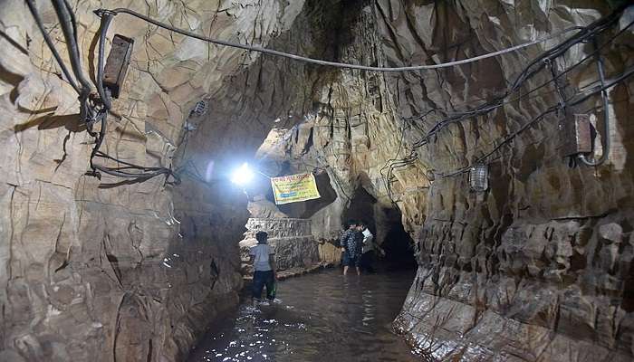 Cave no 2 is a narrow solution cave made by groundwater on tirohan dolomite, near Sati Anusuiya Mandir.