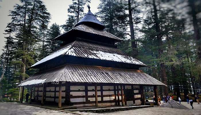 Hadimba Devi Temple covered in a thick layer of snow 