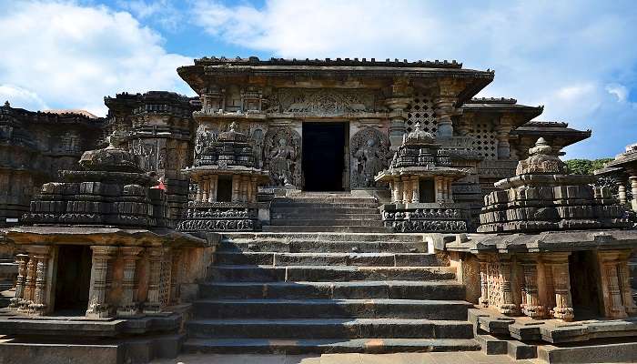 An entrance into the Hoysaleshwara temple in Halebidu, near Gommateshwara Statue