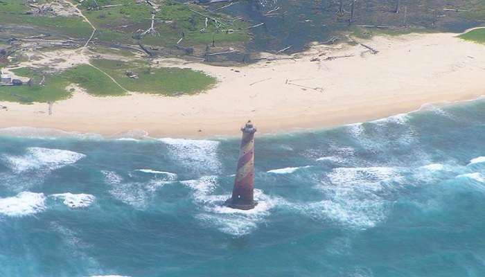 An aerial view of the Campbell Bay