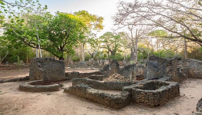 Ruins of Gedi, Watamu, Kenya. A historical and archaeological site near the Indian Ocean coast of Eastern Kenya.