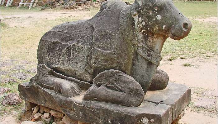 Old Nandi bull structure at Roluos temple