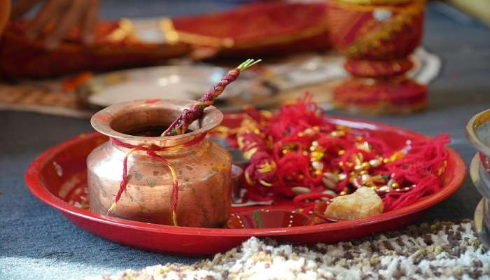 a thali for puja ceremony