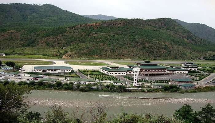 Paro International Airport in Bhutan. 