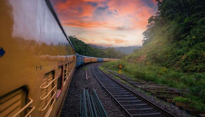 A beautiful view of the train reaching Goa, India.