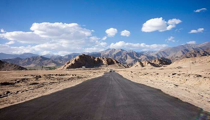 road in Choglamsar leading to Thikey Monastrey In Ladakh