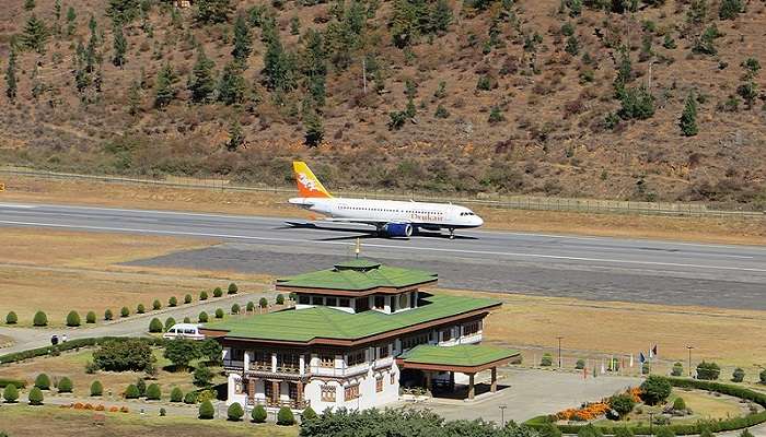 Paro International Airport in Bhutan, near Wangdue Phodrang. 