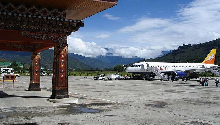 Paro international airport in Bhutan. 