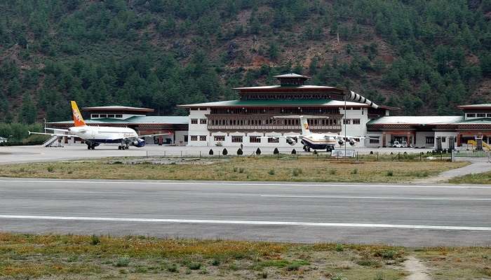 Paro International Airport in Bhutan.