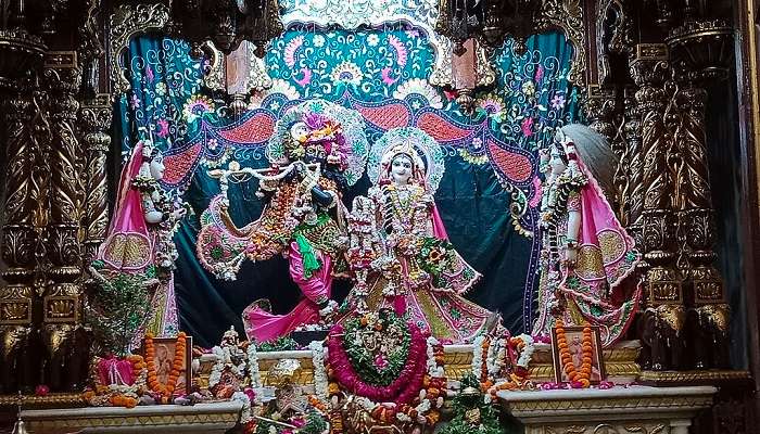 Mesmerizing idol of Radha-Krishna at ISKCON in Vrindavan