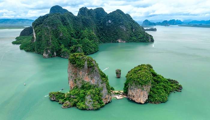  Aerial View of James Bond Rock on the island. 