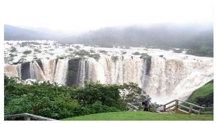 A marvellous wide-angle view of the Jog Falls as seen from a distance