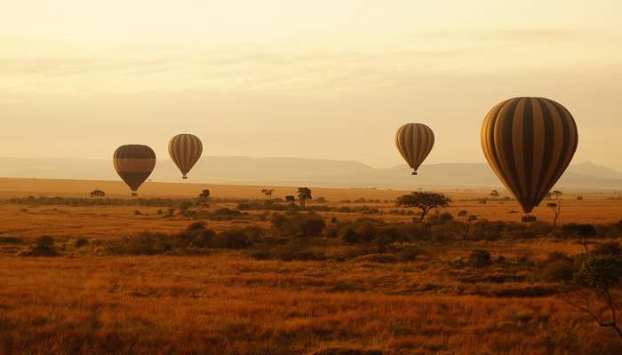 Hot air balloons on the streets of Kenya provide an amazing backdrop