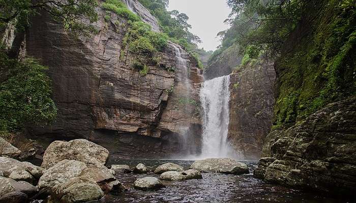 waterfall at the Knuckles Mountain Range near Wasgamuwa National Park