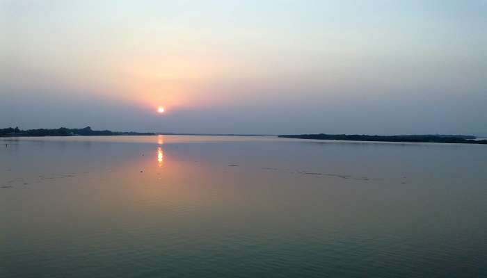 Sunset at Krishna River, giving breathtaking views.