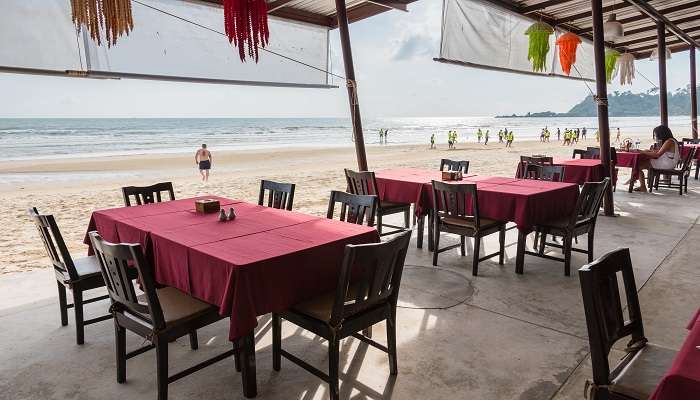 Goa beachside restaurant shacks, awesome day view.