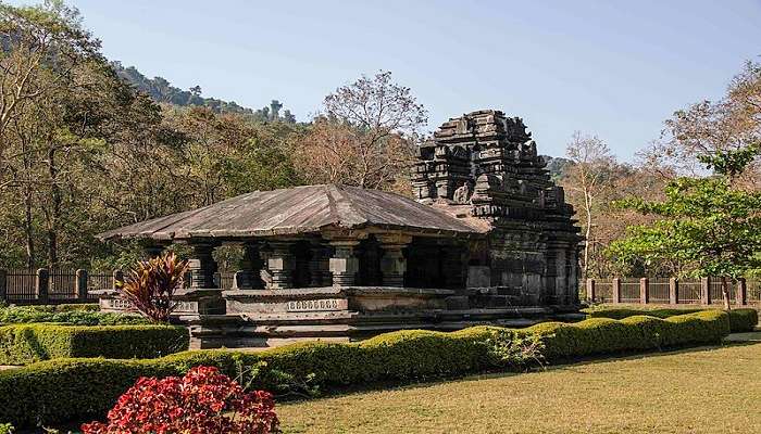 Ancient Tambdi Surla Temple in Goa, India.