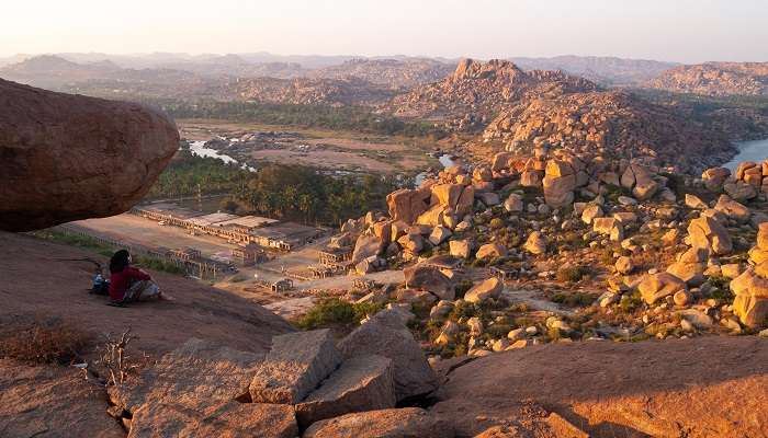 Matanga Hill is one of the best places to visit while taking a Coracle Ride Hampi