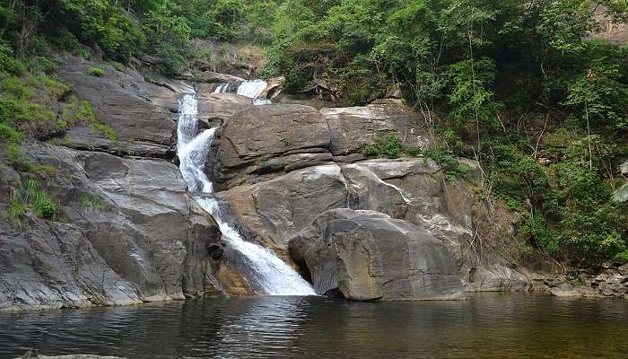 The scenic view of Meenmutty waterfalls