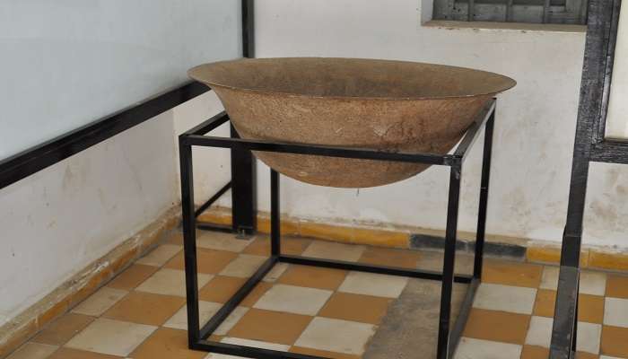 Food distribution bowl inside Tuol Sleng Genocide Museum. 
