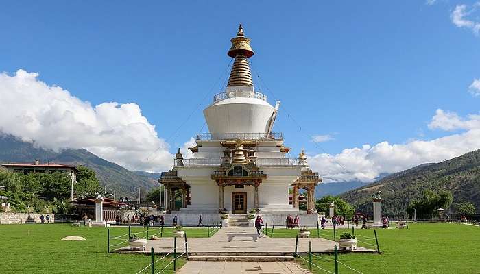 The Memorial Chorten entrance near Clock Tower Square Thimphu.