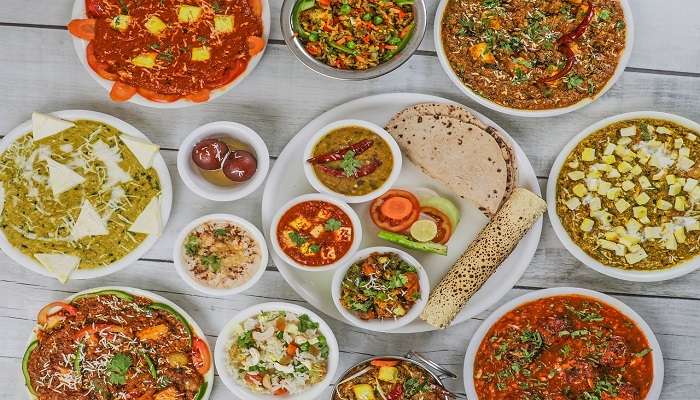 An appetising spread of delicious Indian dishes
