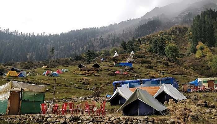 An adventurous camping site providing sleeping facilities