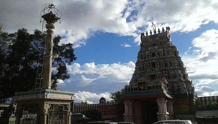 The colourful architecture of Perur Pateeswarar Temple near Eachanari