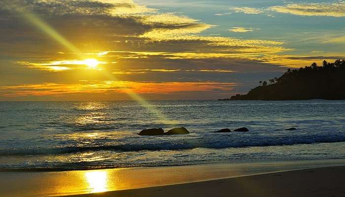 Sunset at Mirissa Beach, a famous picnic spot in Sri Lanka. 