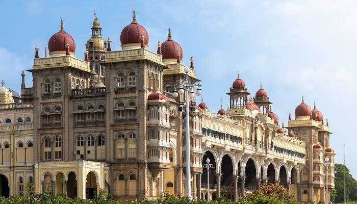 The royal Mysore Palace near the church.