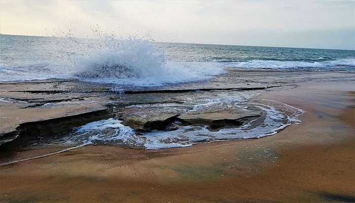Waves crashing at Uswetakeiyawa Beach Sri Lanka
