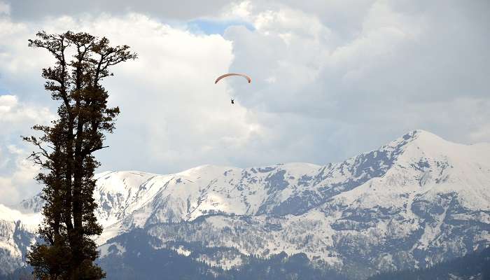 Amazing view of the hills during paragliding 