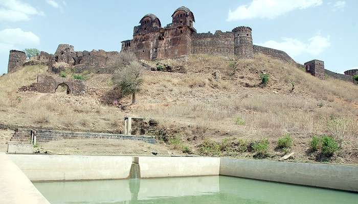 The distant view of Rahatgarh Fort