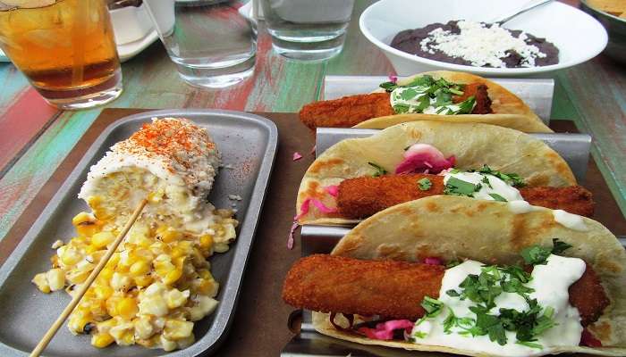 A delicious and elaborate spread of Mexican dishes at the best restaurants in mall road Manali