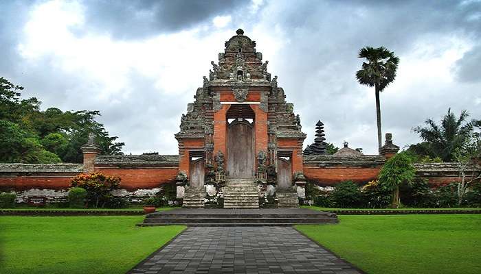 The royal Taman Ayun Temple of the Mengwi Empire in Bali, Indonesia, with its intricate pagoda structures and beautifully landscaped gardens.