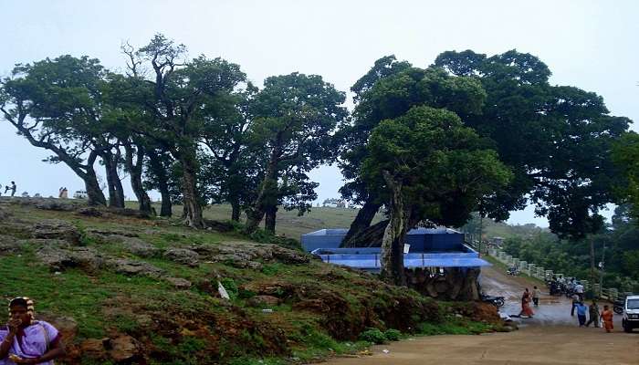 a distant view of shevaroy temple near kiliyur falls yercaud