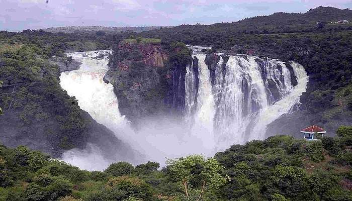 The majestic view of the Shivanasamudra falls