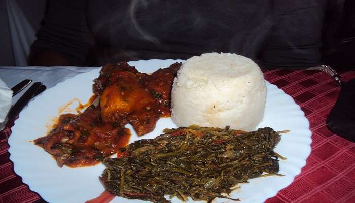 One of the fine delicacies in Kenya - Ugali and Kienyeji Chicken 