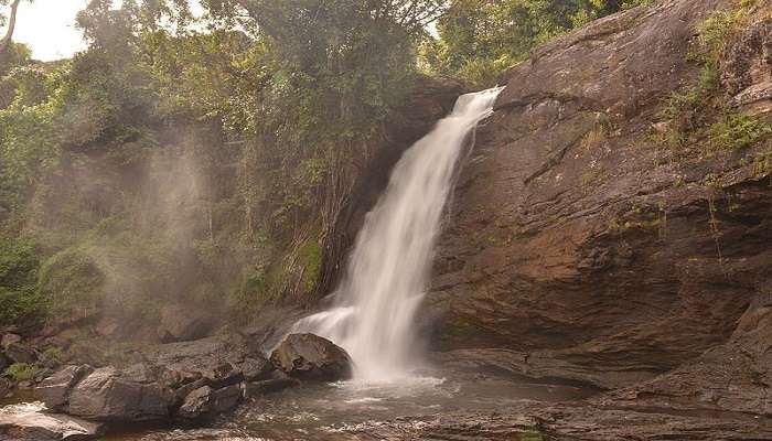 Water gushing down Soochipara Falls near Begur Wildlife Sanctuary.