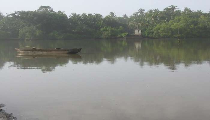 The waters of Galgibaga River are quite calm and safe to take a dip
